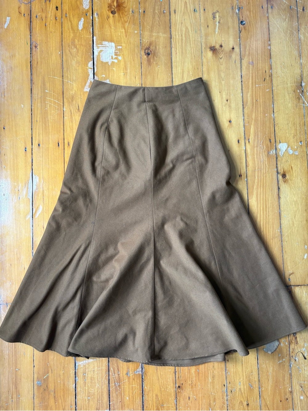 Uniqlo Brown A-Line Flared Midi Skirt